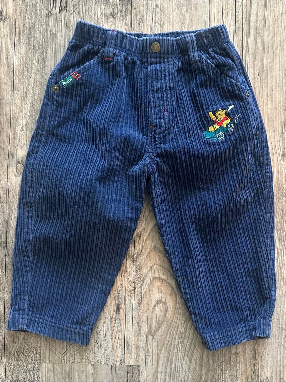 Vintage 24 month Winnie the Pooh Navy Corduroy Kids Casual Pants w/ embroidery
